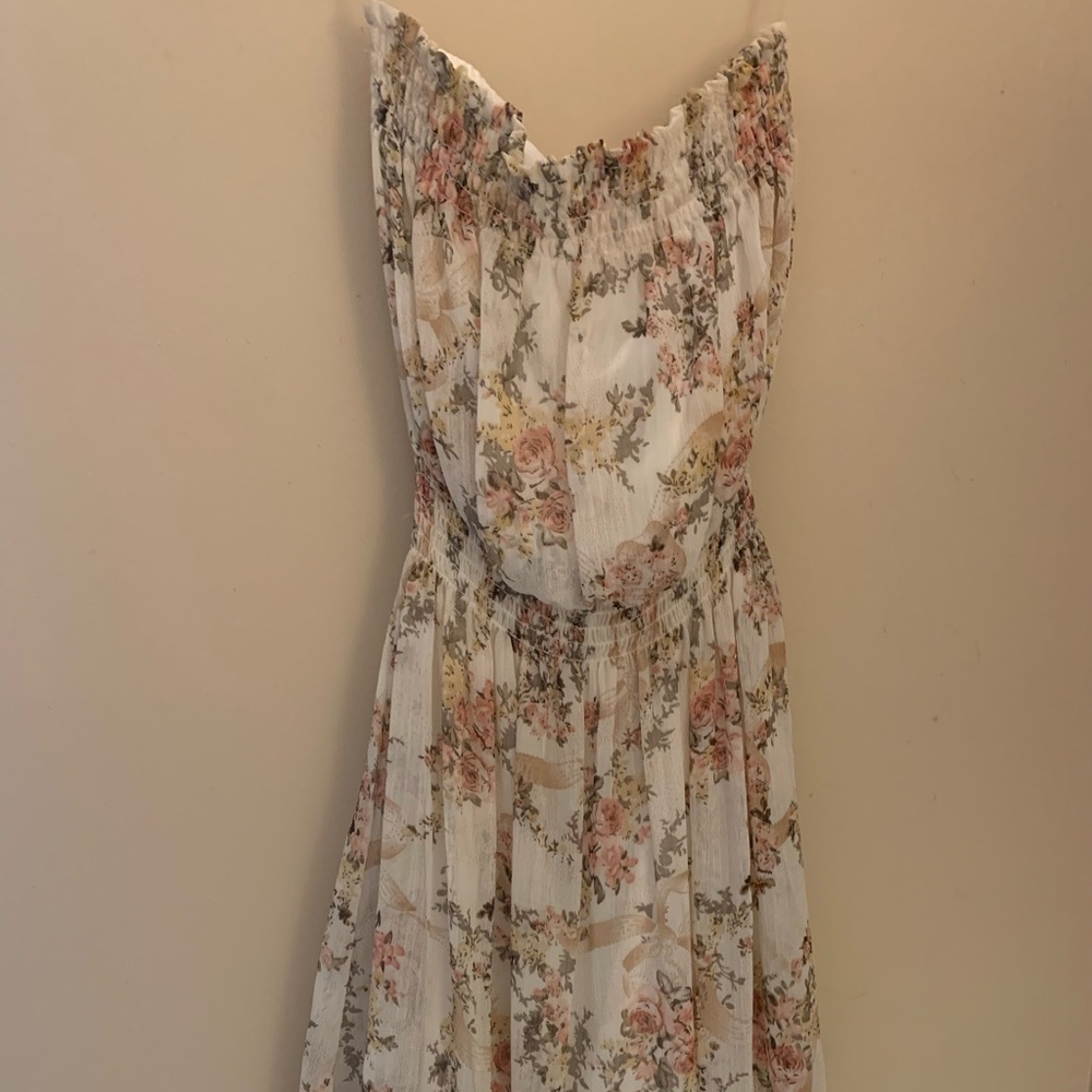 floral strapless dress